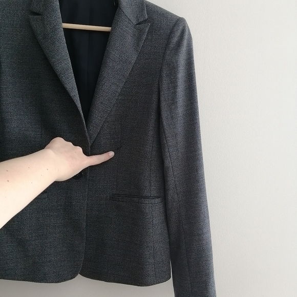 Theory Gabe Portmore Wool Single Button Blazer Speckled Grey 3 Pockets 2 - Picture 7 of 17